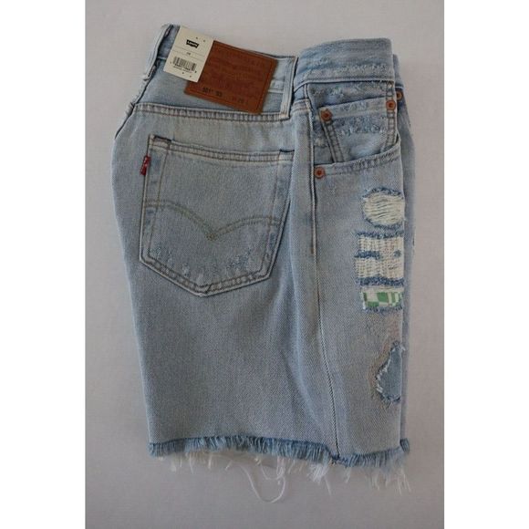 Levi's 501 '93 Men's Sz 28 Blue Paint By Numbers Cutoff 7" Denim Jean Shorts $70 - Picture 5 of 7